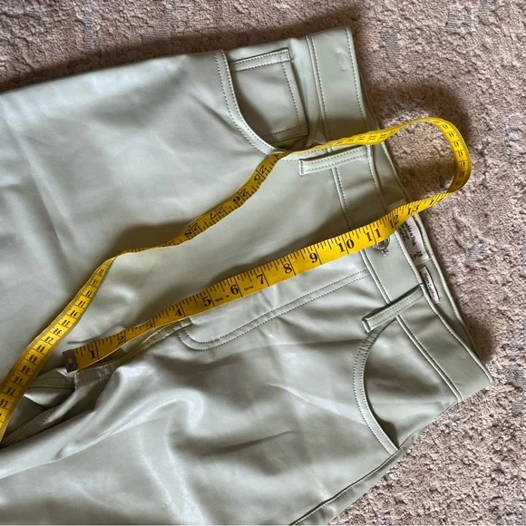 Abercrombie & Fitch 90’s Straight Ultra High Rise Vegan Leather Sage Green Pants - Picture 5 of 10